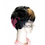 Peruca din fibra sintetica PB009 par scurt drept Brunet cu suvite Blond Auriu